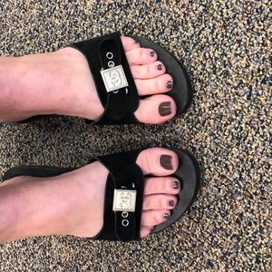 Black Chanel Slides